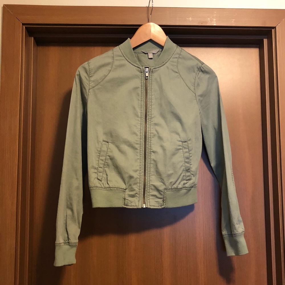 Nordstrom // Green Cotton Bomber Jacket